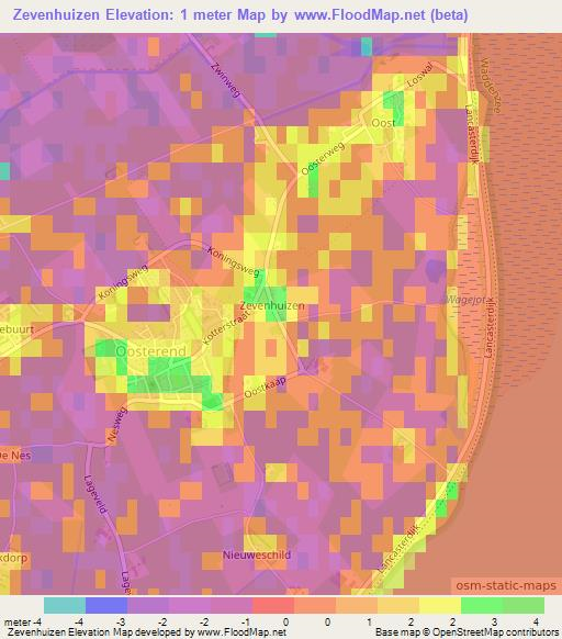 Zevenhuizen,Netherlands Elevation Map