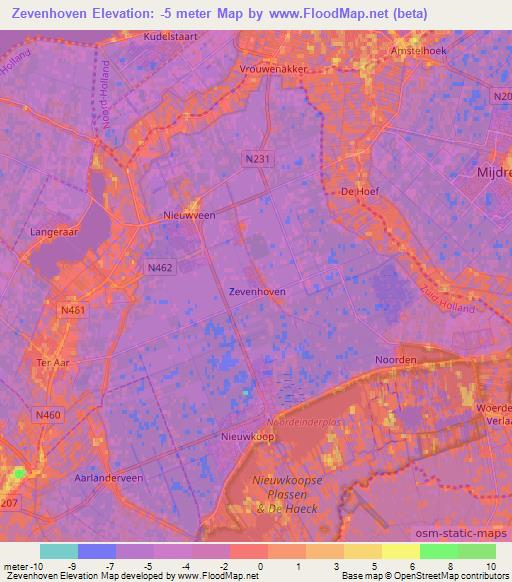 Zevenhoven,Netherlands Elevation Map