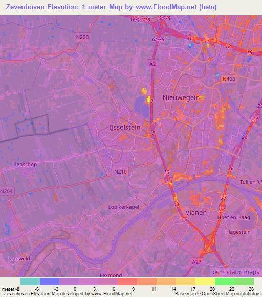 Zevenhoven,Netherlands Elevation Map