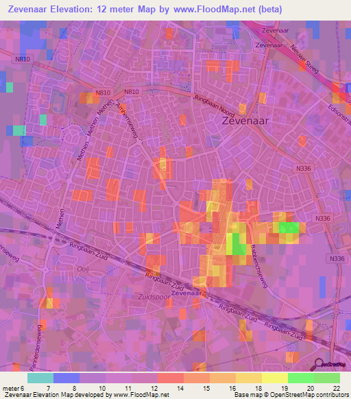 Zevenaar,Netherlands Elevation Map