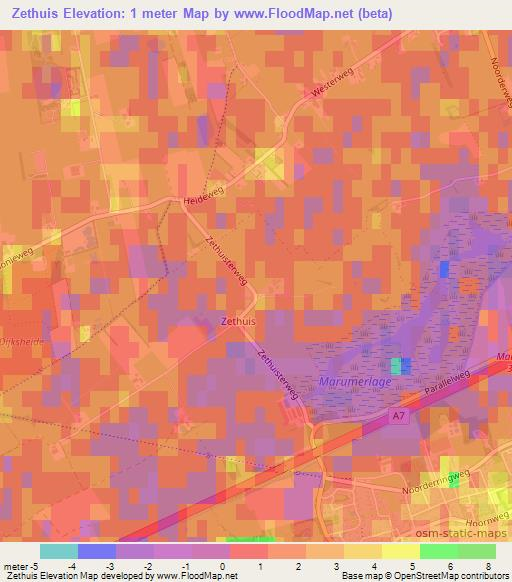 Zethuis,Netherlands Elevation Map