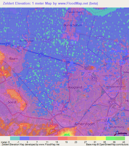 Zeldert,Netherlands Elevation Map