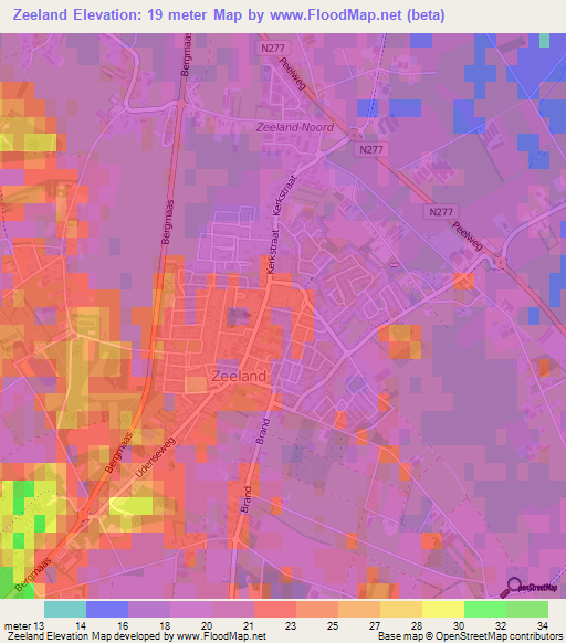 Zeeland,Netherlands Elevation Map