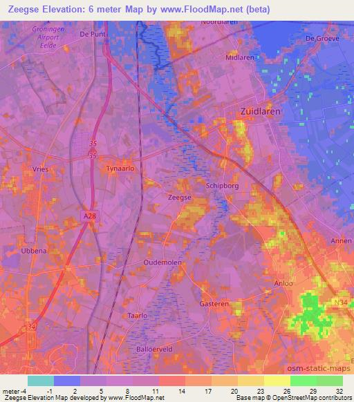 Zeegse,Netherlands Elevation Map