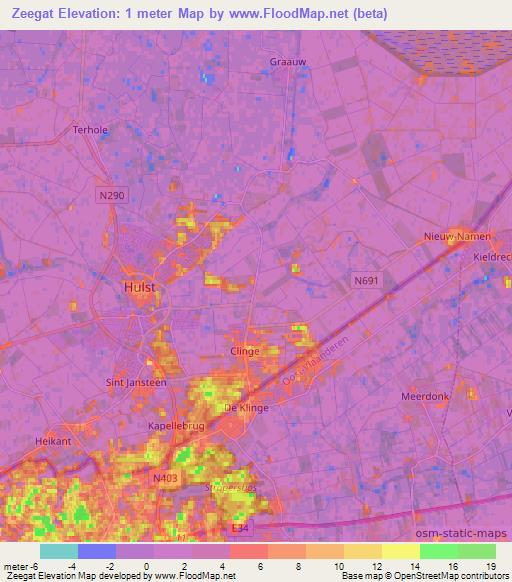 Zeegat,Netherlands Elevation Map