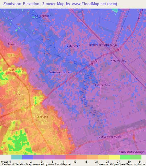 Zandvoort,Netherlands Elevation Map