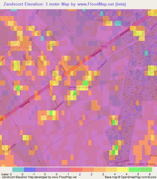 Zandvoort,Netherlands Elevation Map