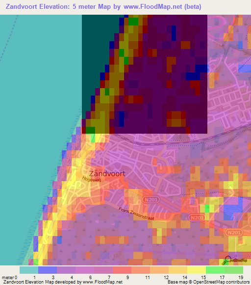 Zandvoort,Netherlands Elevation Map