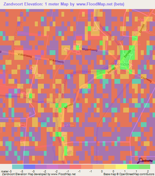 Zandvoort,Netherlands Elevation Map