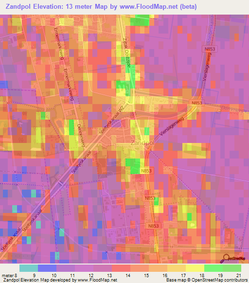 Zandpol,Netherlands Elevation Map