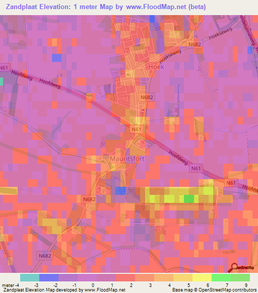 Zandplaat,Netherlands Elevation Map