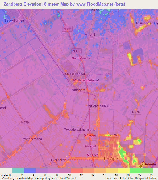 Zandberg,Netherlands Elevation Map
