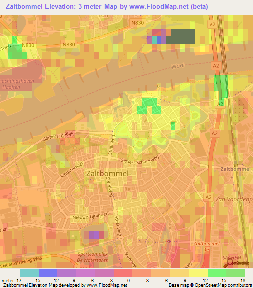 Zaltbommel,Netherlands Elevation Map