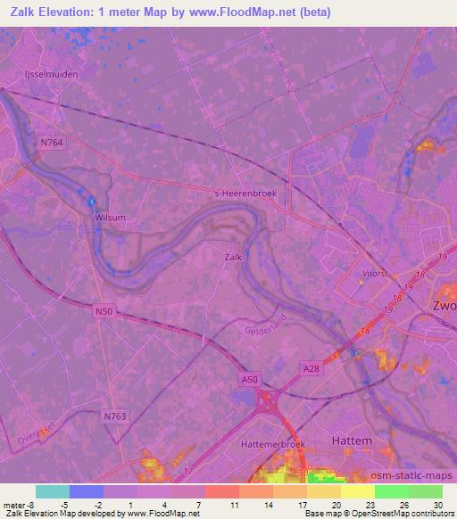 Zalk,Netherlands Elevation Map