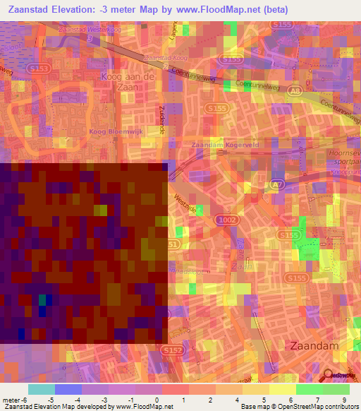 Zaanstad,Netherlands Elevation Map