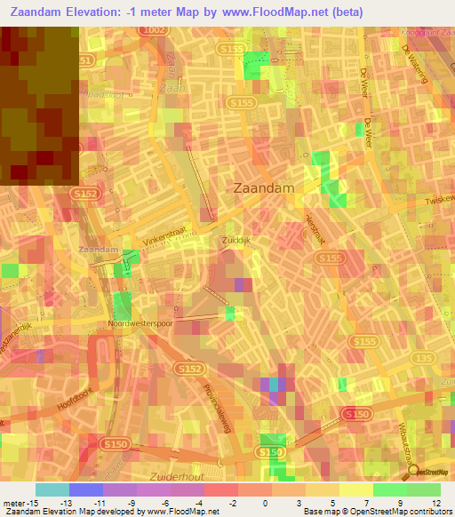 Zaandam,Netherlands Elevation Map