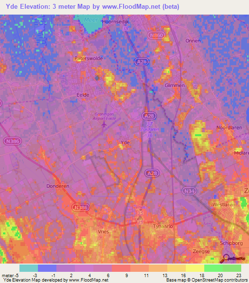 Yde,Netherlands Elevation Map