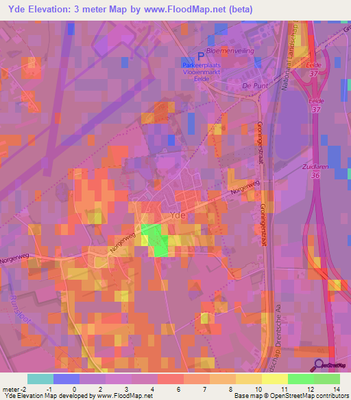 Yde,Netherlands Elevation Map