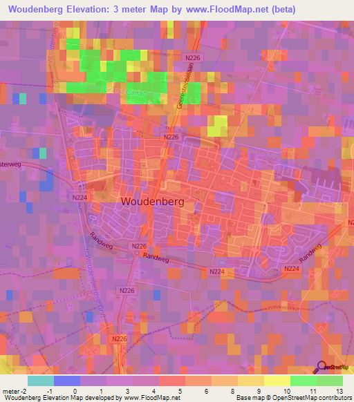 Woudenberg,Netherlands Elevation Map