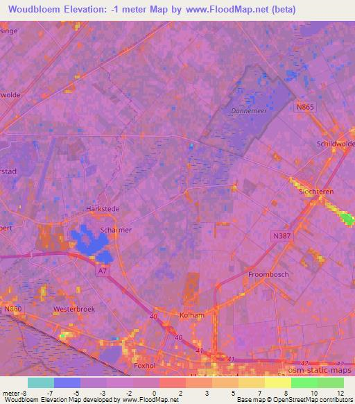 Woudbloem,Netherlands Elevation Map