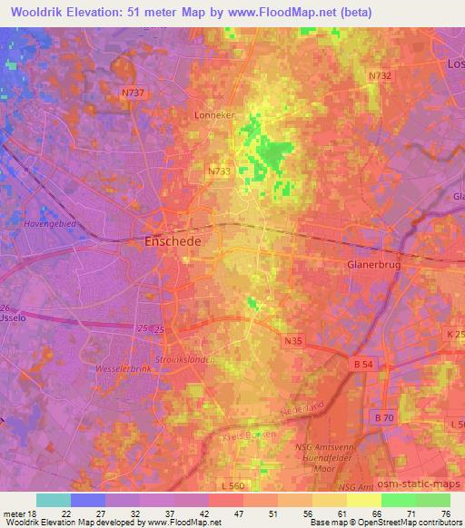 Wooldrik,Netherlands Elevation Map