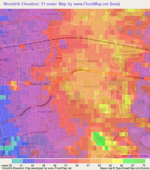 Wooldrik,Netherlands Elevation Map
