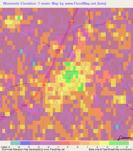 Wommels,Netherlands Elevation Map
