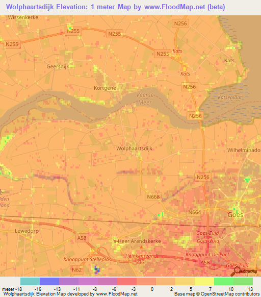 Wolphaartsdijk,Netherlands Elevation Map