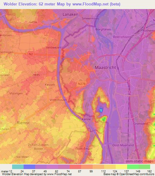 Wolder,Netherlands Elevation Map