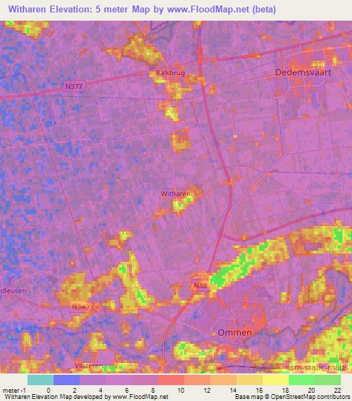 Witharen,Netherlands Elevation Map