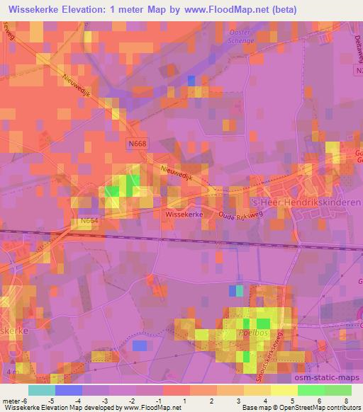 Wissekerke,Netherlands Elevation Map