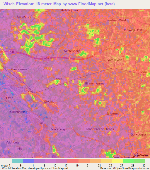 Wisch,Netherlands Elevation Map