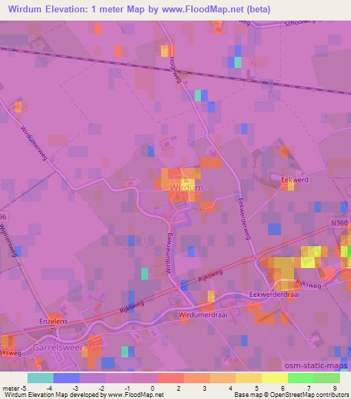 Wirdum,Netherlands Elevation Map