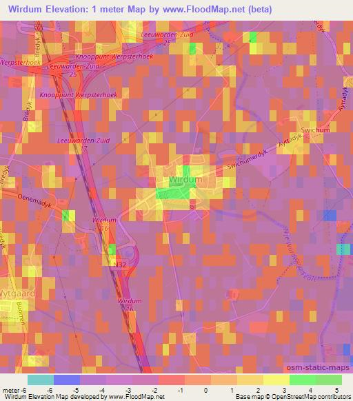 Wirdum,Netherlands Elevation Map