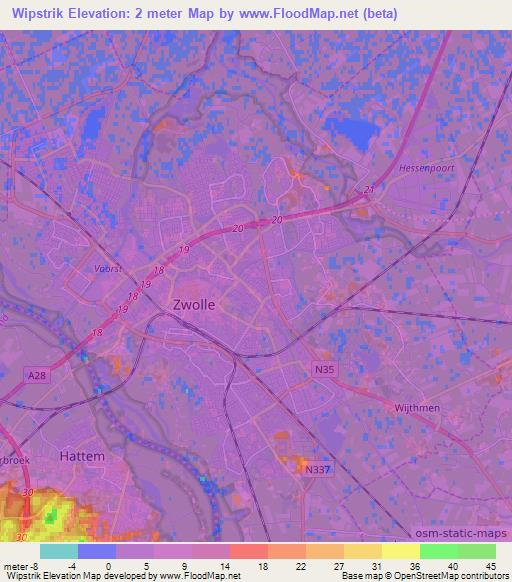 Wipstrik,Netherlands Elevation Map