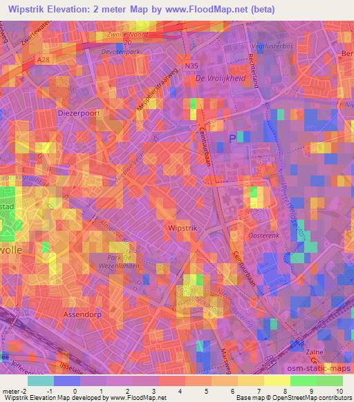 Wipstrik,Netherlands Elevation Map