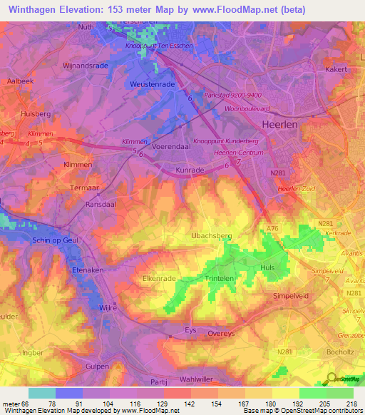 Winthagen,Netherlands Elevation Map