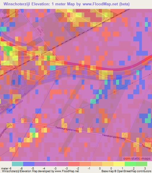 Winschoterzijl,Netherlands Elevation Map