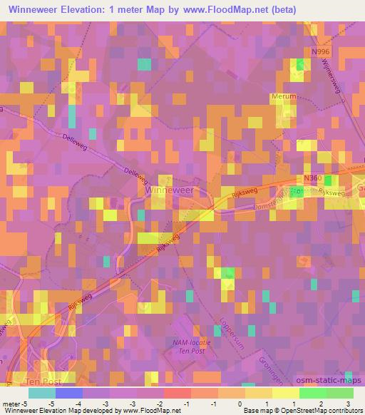 Winneweer,Netherlands Elevation Map