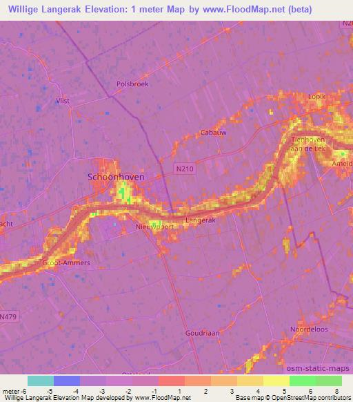 Willige Langerak,Netherlands Elevation Map