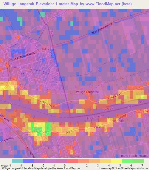 Willige Langerak,Netherlands Elevation Map