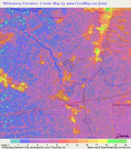 Wildenberg,Netherlands Elevation Map