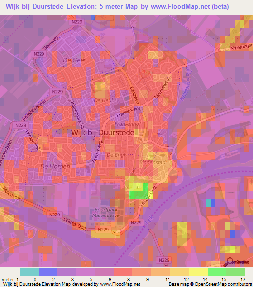 Wijk bij Duurstede,Netherlands Elevation Map