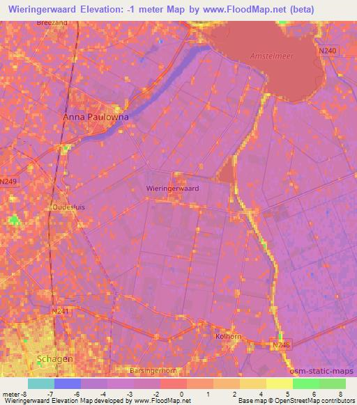 Wieringerwaard,Netherlands Elevation Map