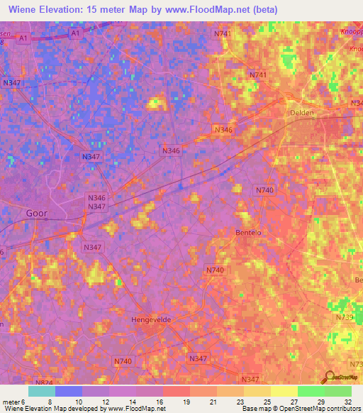 Wiene,Netherlands Elevation Map
