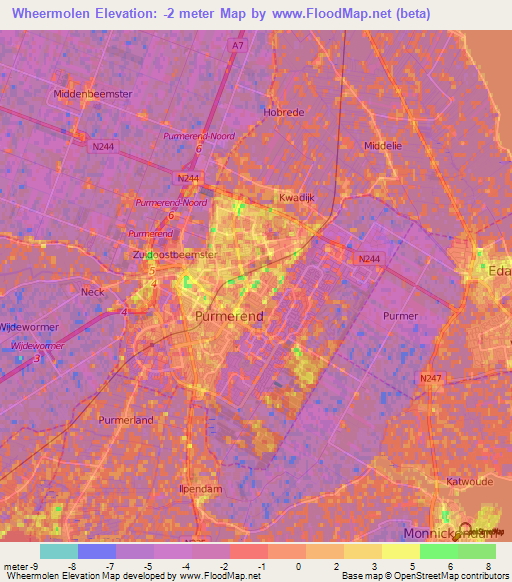 Wheermolen,Netherlands Elevation Map