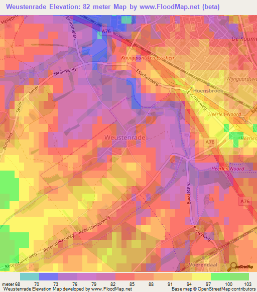 Weustenrade,Netherlands Elevation Map