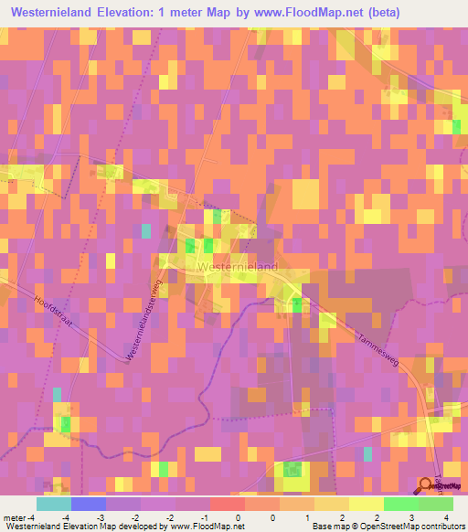 Westernieland,Netherlands Elevation Map