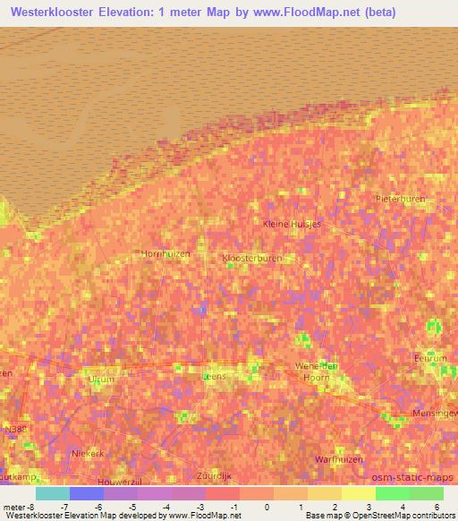 Westerklooster,Netherlands Elevation Map