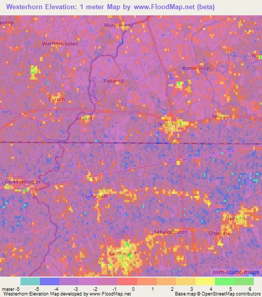 Westerhorn,Netherlands Elevation Map